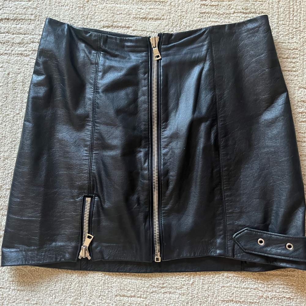 Reformation Black Leather Skirt